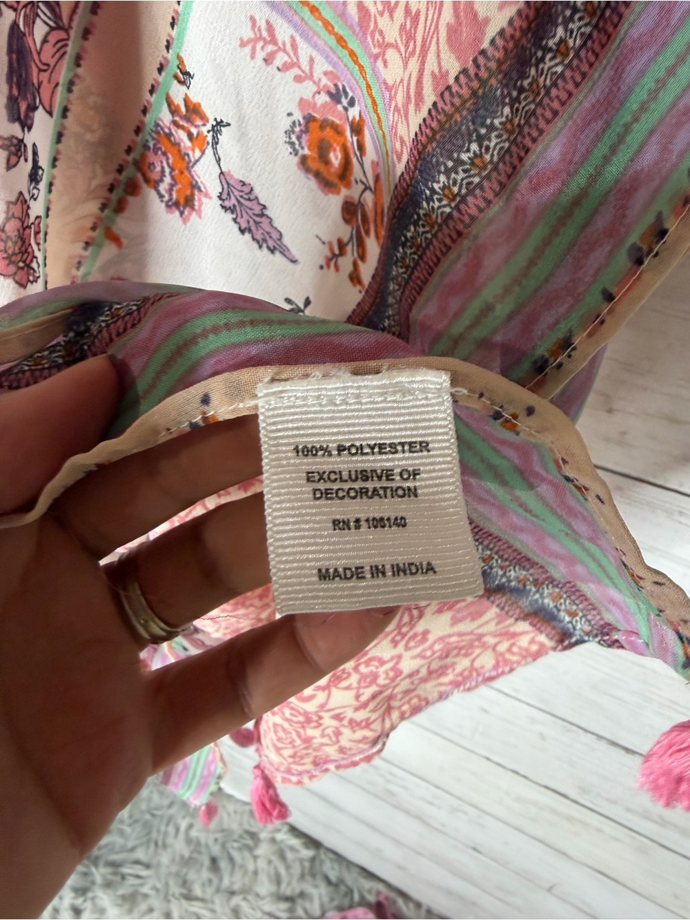 Ultra Pink Boho Mixed Print Flowy Kimono Top Plus Size 2X - Picture 4 of 6